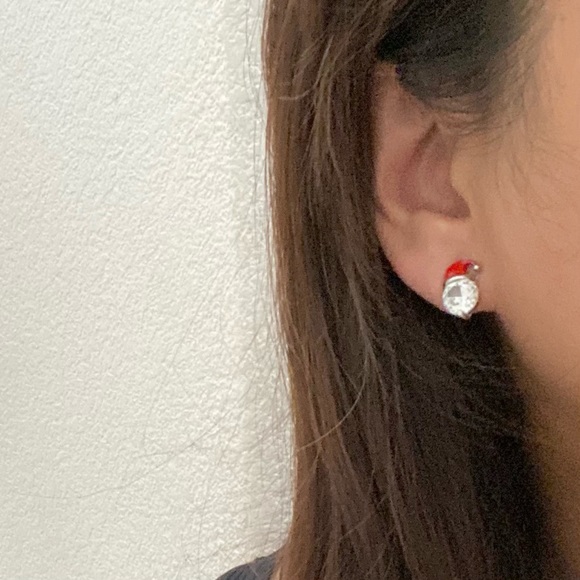 Adorable Enamel Santa Claus Hat Clear CZ Rhinestones Stud Earrings - Picture 5 of 11